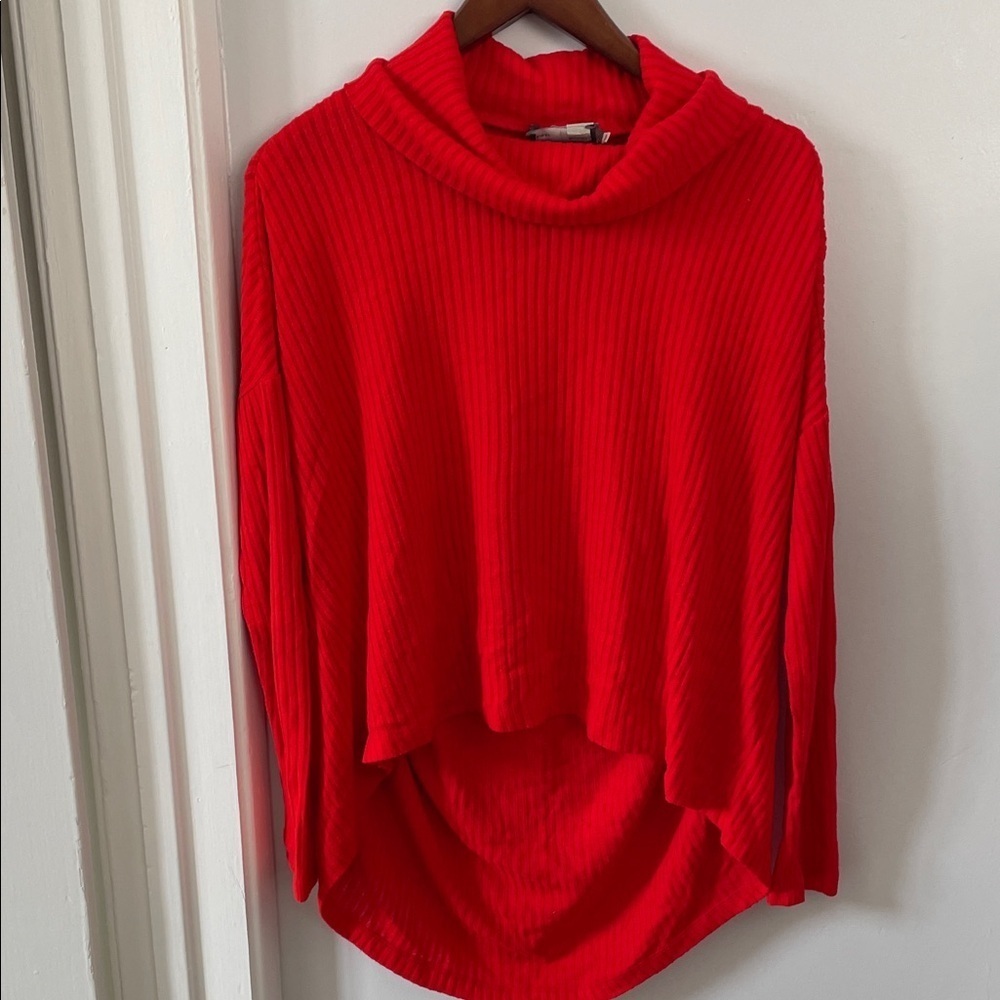Anthropologie Vibrant Red Cowl Neck Sweater size xs